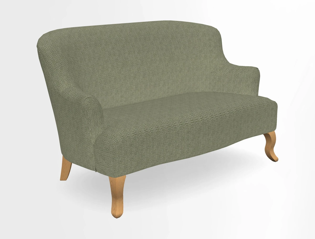 Grassington 3 Seater Sofa in RHS Botanicals on Velvet Ferns Toile Olive with scatter in Almost Plain Velvet Harvest