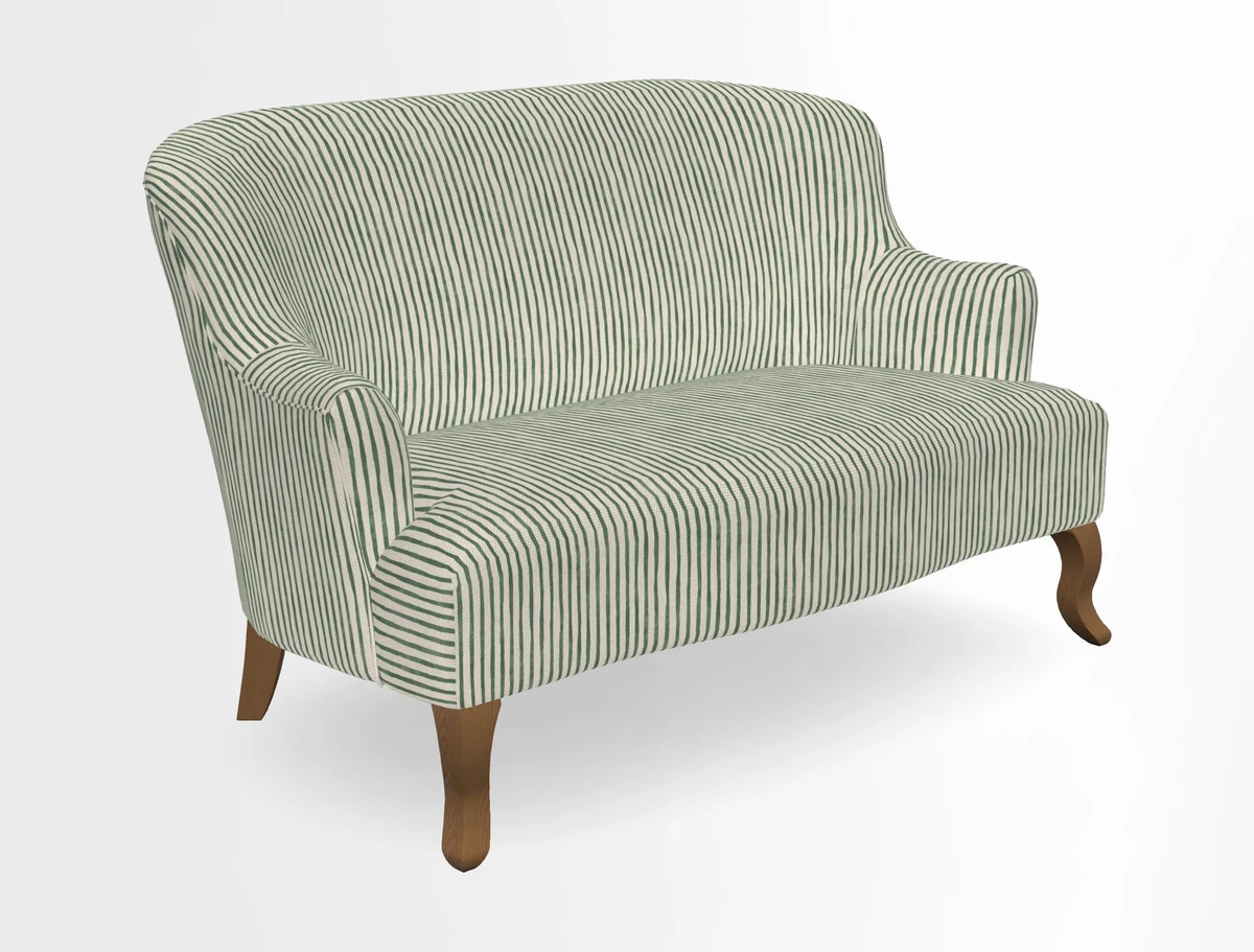 Grassington 3 Seater Sofa in RHS Botanicals on Velvet Ferns Toile Olive with scatter in Almost Plain Velvet Harvest