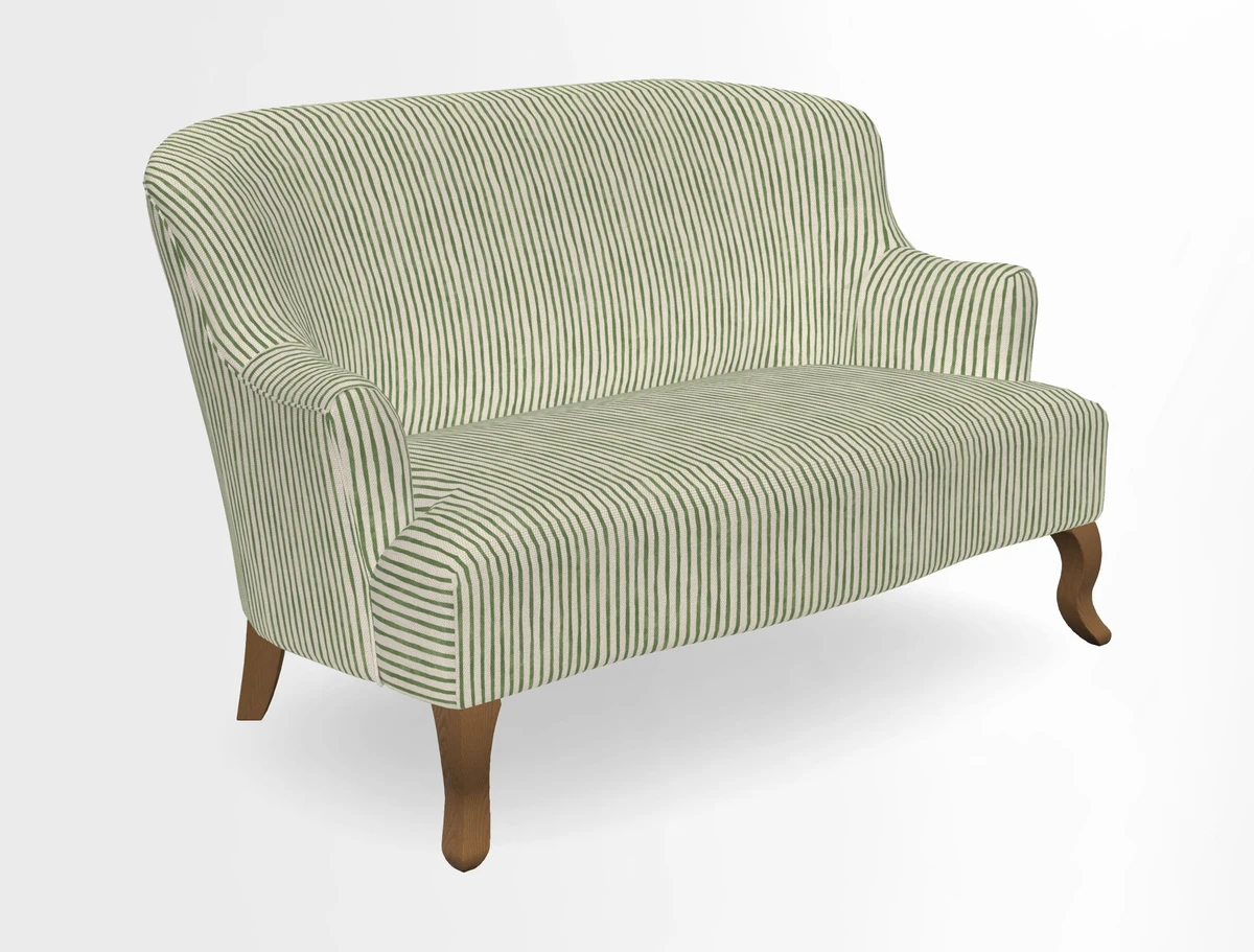 Grassington 3 Seater Sofa in RHS Botanicals on Velvet Ferns Toile Olive with scatter in Almost Plain Velvet Harvest
