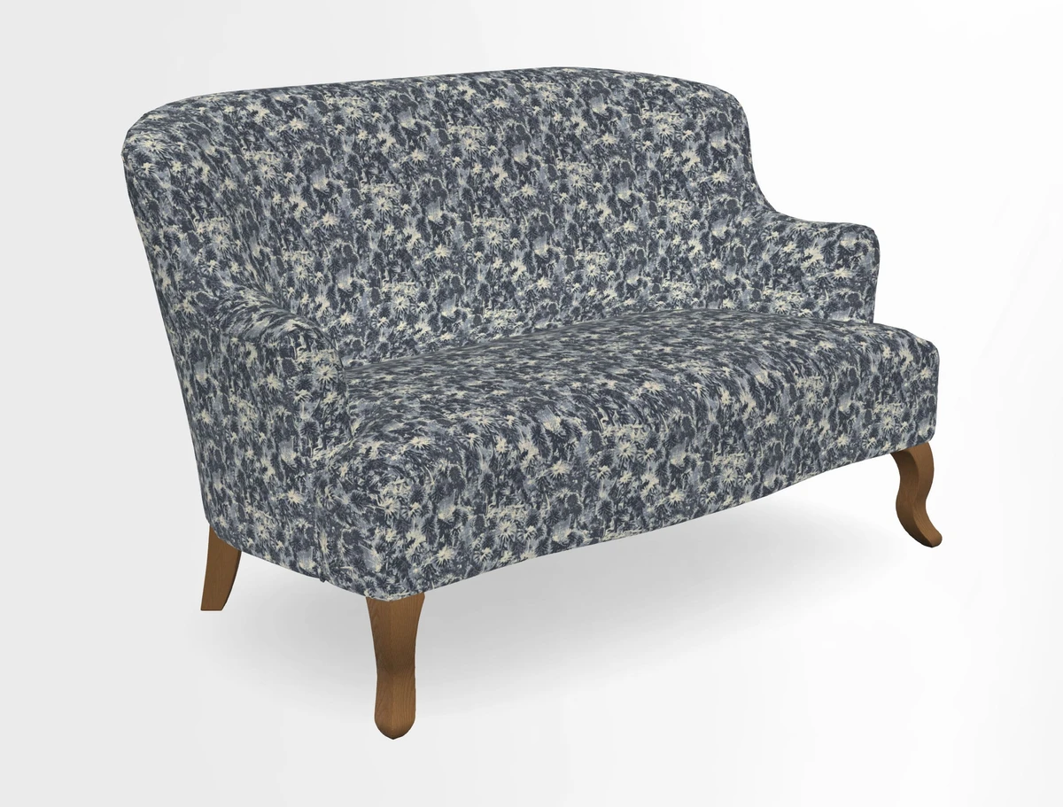Grassington 3 Seater Sofa in RHS Botanicals on Velvet Ferns Toile Olive with scatter in Almost Plain Velvet Harvest