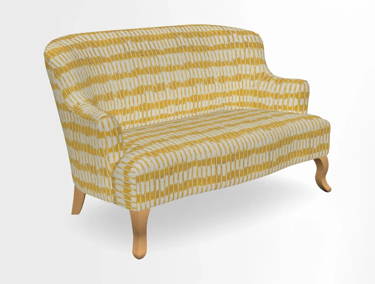 Grassington 3 Seater Sofa in RHS Botanicals on Velvet Ferns Toile Olive with scatter in Almost Plain Velvet Harvest