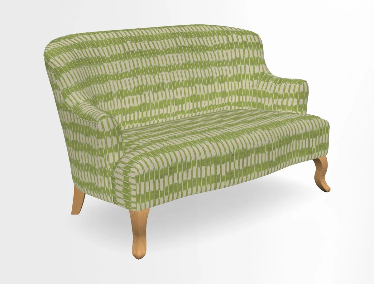 Grassington 3 Seater Sofa in RHS Botanicals on Velvet Ferns Toile Olive with scatter in Almost Plain Velvet Harvest
