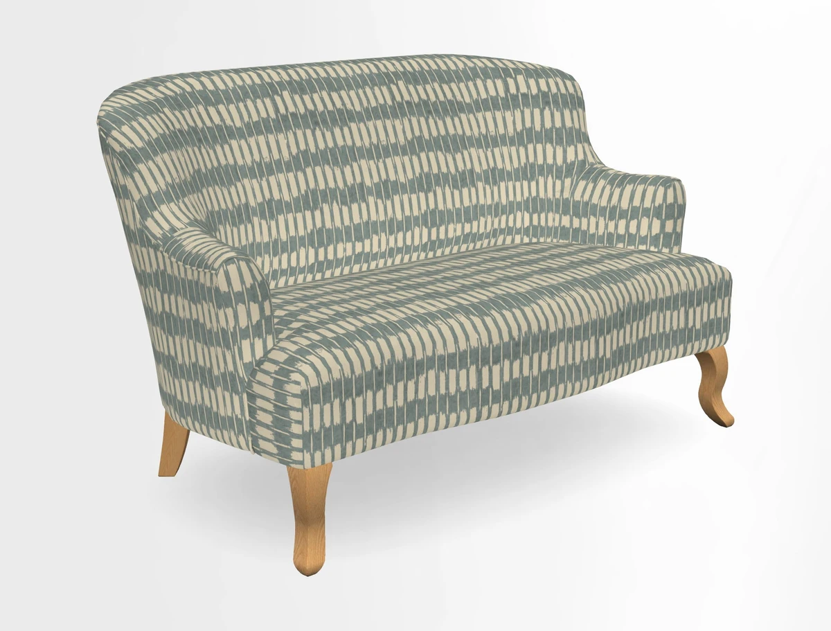 Grassington 3 Seater Sofa in RHS Botanicals on Velvet Ferns Toile Olive with scatter in Almost Plain Velvet Harvest