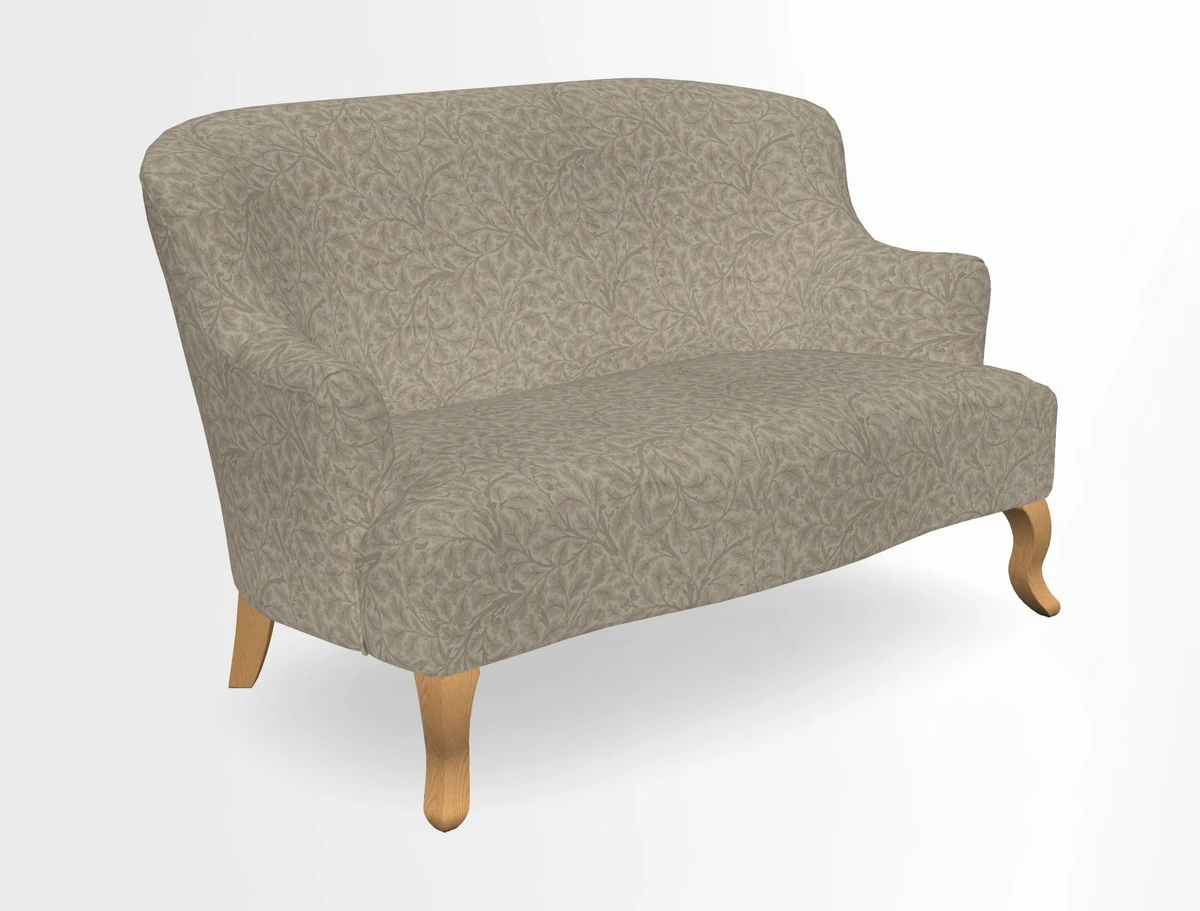 Grassington 3 Seater Sofa in RHS Botanicals on Velvet Ferns Toile Olive with scatter in Almost Plain Velvet Harvest