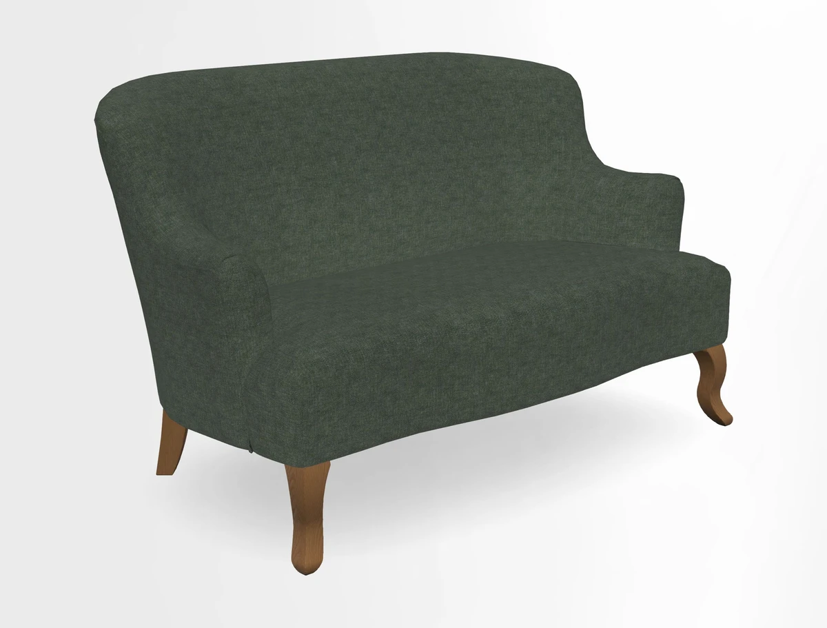 Grassington 3 Seater Sofa in RHS Botanicals on Velvet Ferns Toile Olive with scatter in Almost Plain Velvet Harvest