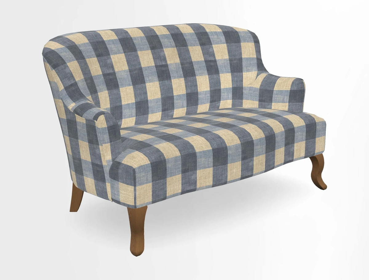 Grassington 3 Seater Sofa in RHS Botanicals on Velvet Ferns Toile Olive with scatter in Almost Plain Velvet Harvest