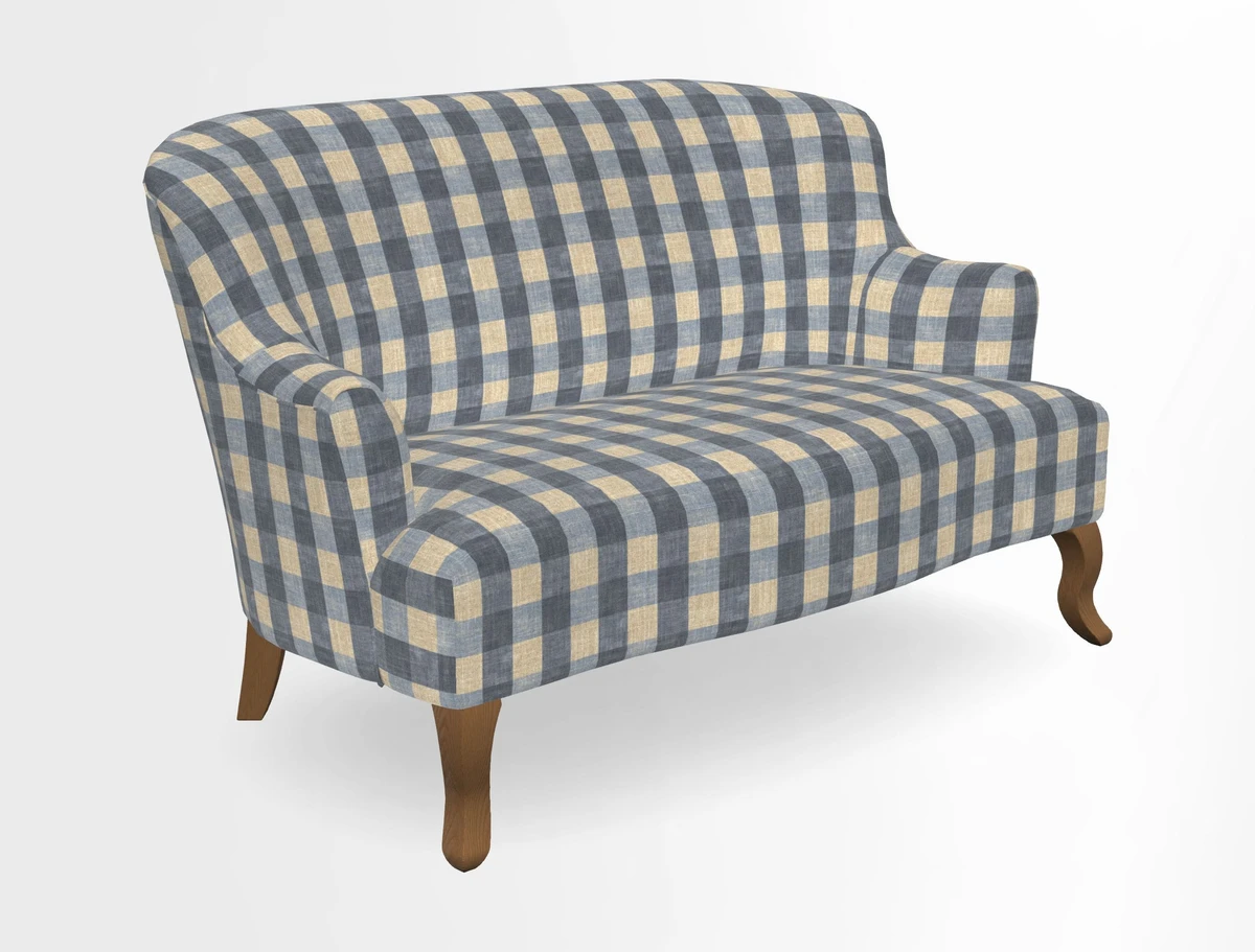 Grassington 3 Seater Sofa in RHS Botanicals on Velvet Ferns Toile Olive with scatter in Almost Plain Velvet Harvest