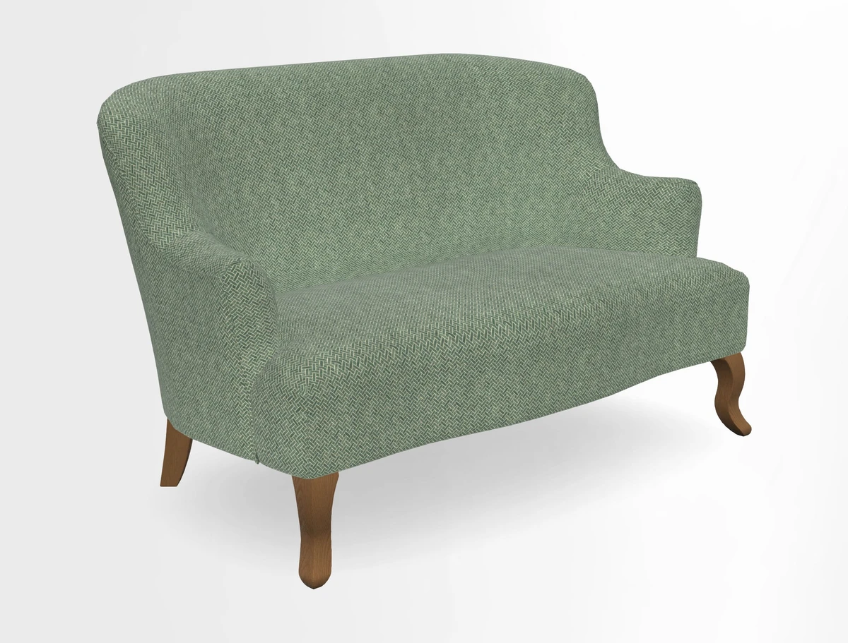 Grassington 3 Seater Sofa in RHS Botanicals on Velvet Ferns Toile Olive with scatter in Almost Plain Velvet Harvest