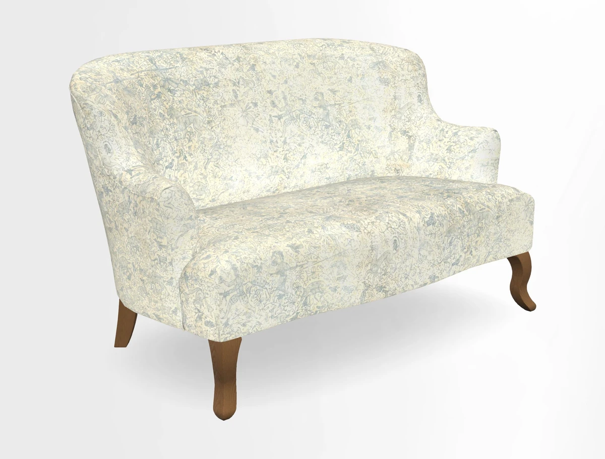 Grassington 3 Seater Sofa in RHS Botanicals on Velvet Ferns Toile Olive with scatter in Almost Plain Velvet Harvest