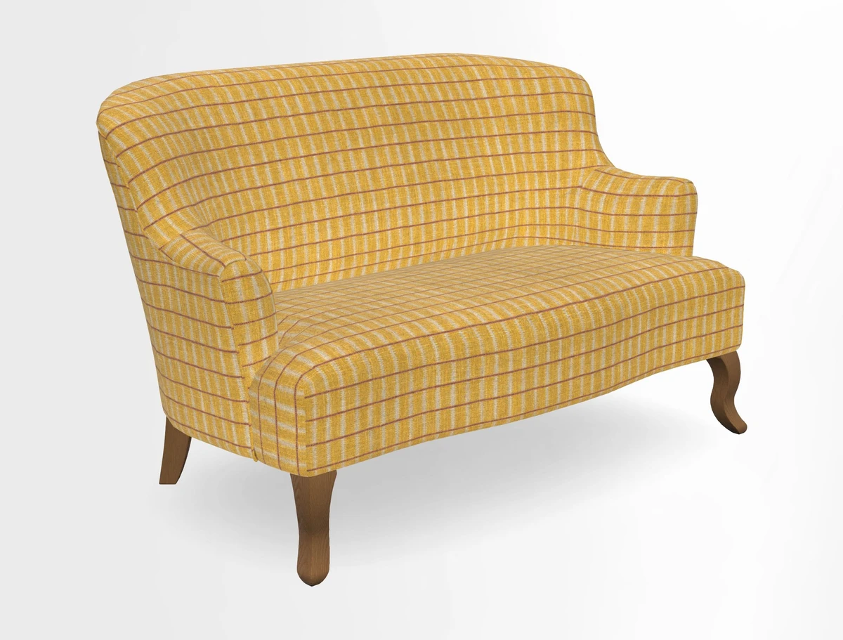 Grassington 3 Seater Sofa in RHS Botanicals on Velvet Ferns Toile Olive with scatter in Almost Plain Velvet Harvest