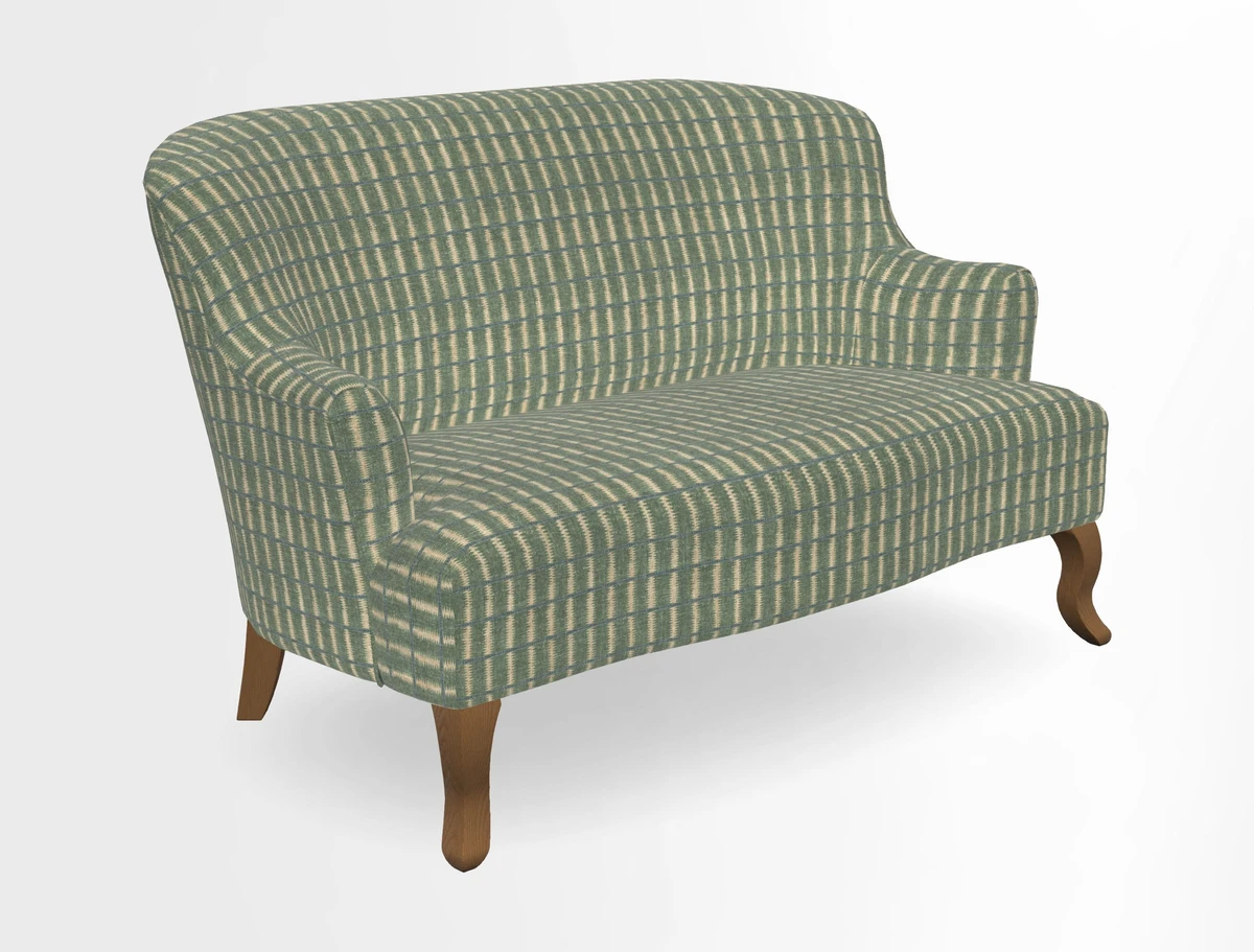 Grassington 3 Seater Sofa in RHS Botanicals on Velvet Ferns Toile Olive with scatter in Almost Plain Velvet Harvest