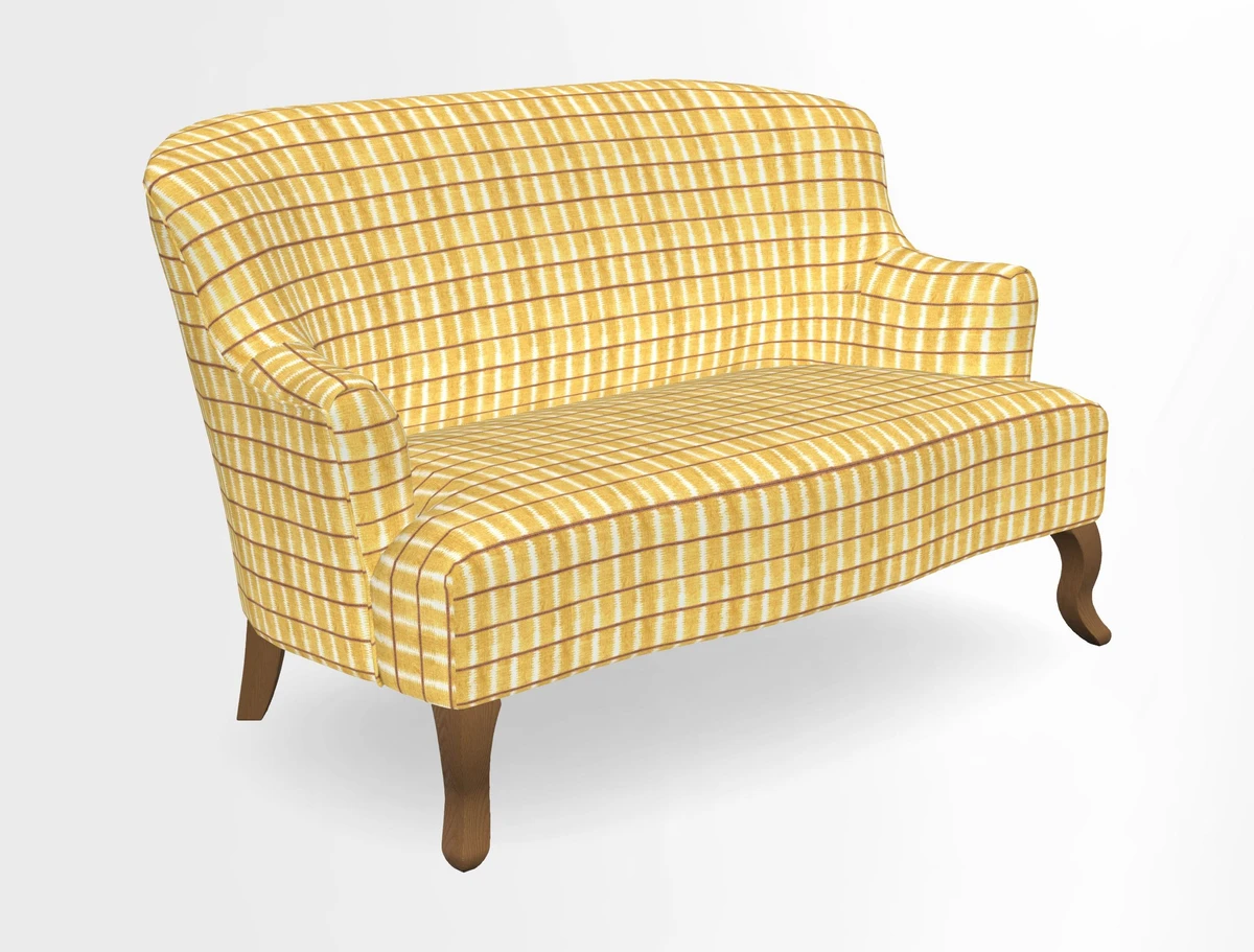 Grassington 3 Seater Sofa in RHS Botanicals on Velvet Ferns Toile Olive with scatter in Almost Plain Velvet Harvest