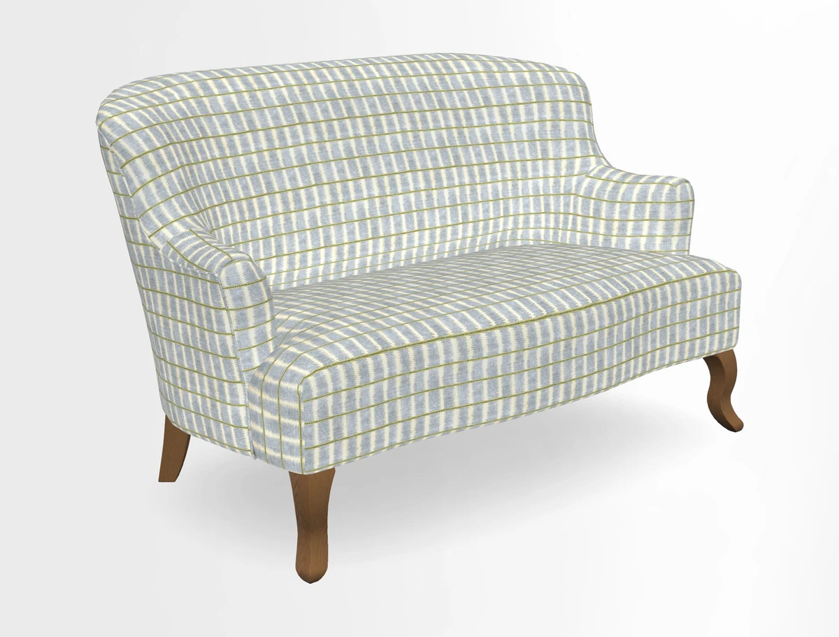 Grassington 3 Seater Sofa in RHS Botanicals on Velvet Ferns Toile Olive with scatter in Almost Plain Velvet Harvest