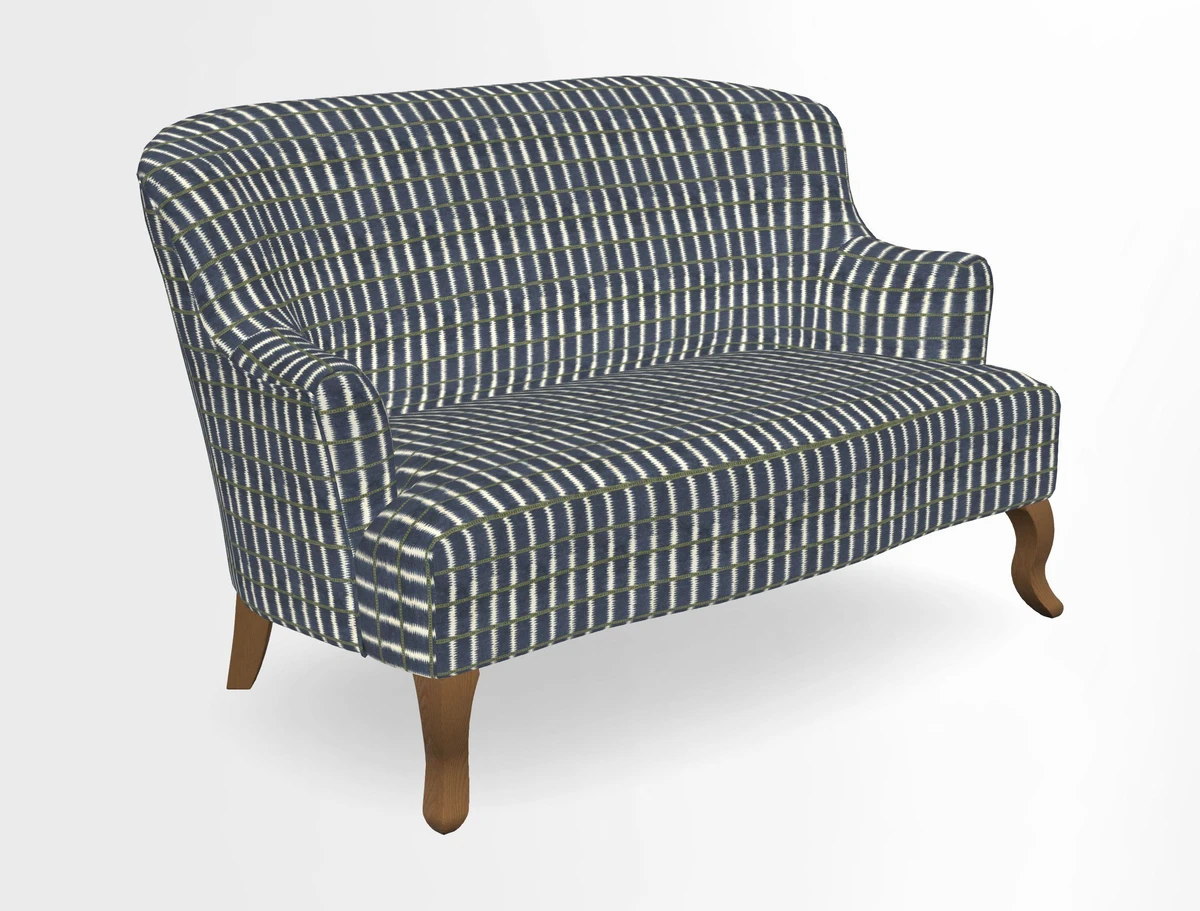 Grassington 3 Seater Sofa in RHS Botanicals on Velvet Ferns Toile Olive with scatter in Almost Plain Velvet Harvest