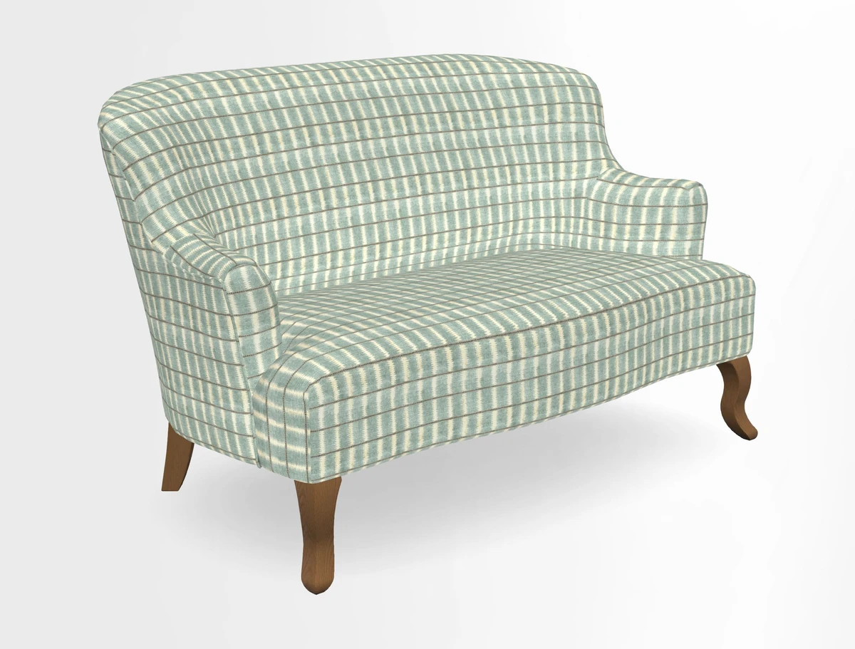 Grassington 3 Seater Sofa in RHS Botanicals on Velvet Ferns Toile Olive with scatter in Almost Plain Velvet Harvest