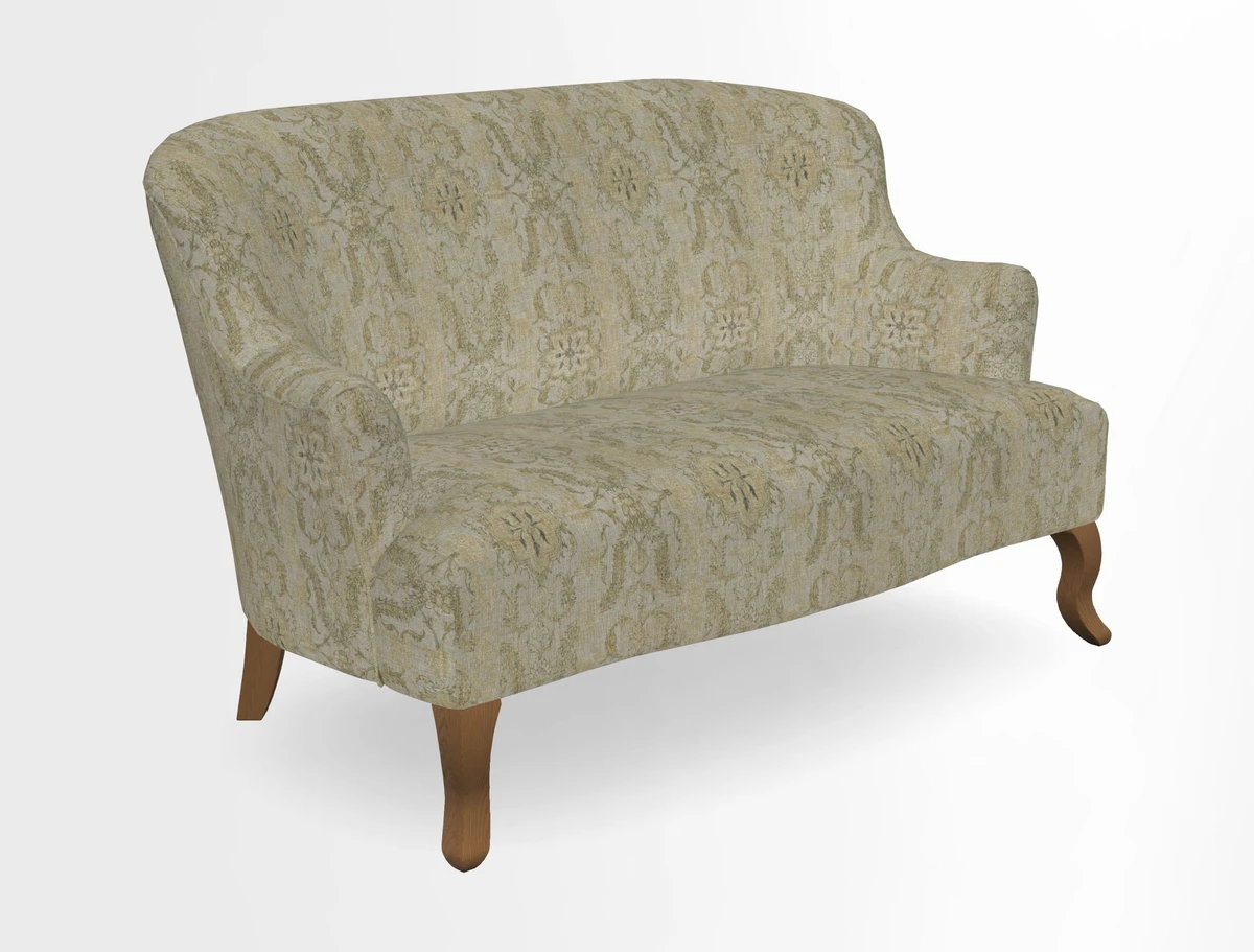 Grassington 3 Seater Sofa in RHS Botanicals on Velvet Ferns Toile Olive with scatter in Almost Plain Velvet Harvest