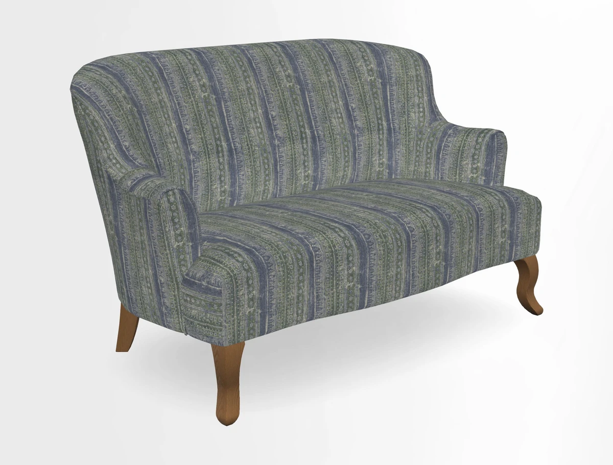 Grassington 3 Seater Sofa in RHS Botanicals on Velvet Ferns Toile Olive with scatter in Almost Plain Velvet Harvest
