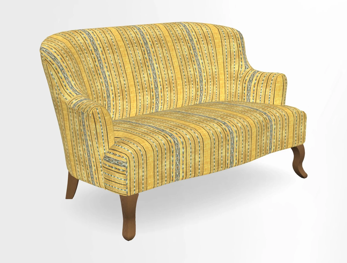 Grassington 3 Seater Sofa in RHS Botanicals on Velvet Ferns Toile Olive with scatter in Almost Plain Velvet Harvest