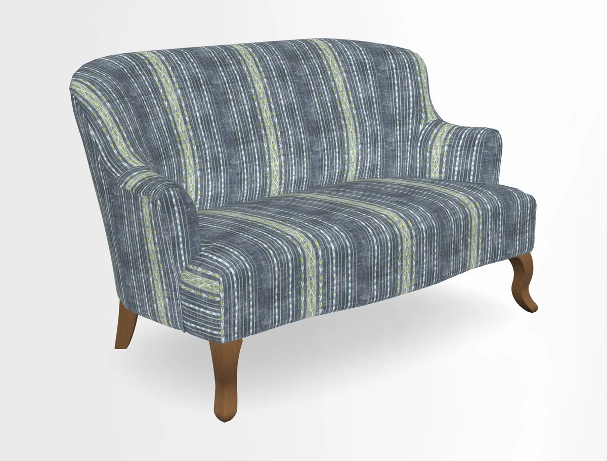 Grassington 3 Seater Sofa in RHS Botanicals on Velvet Ferns Toile Olive with scatter in Almost Plain Velvet Harvest
