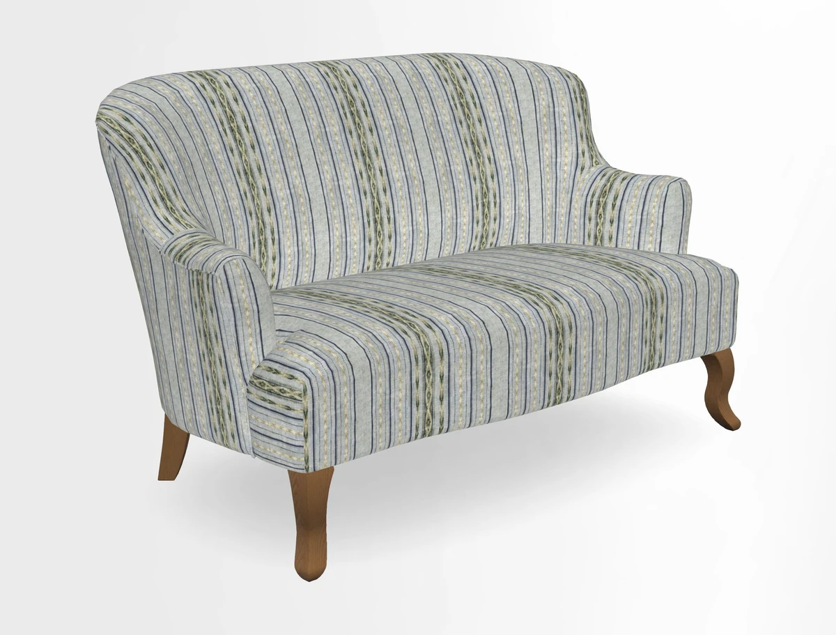 Grassington 3 Seater Sofa in RHS Botanicals on Velvet Ferns Toile Olive with scatter in Almost Plain Velvet Harvest