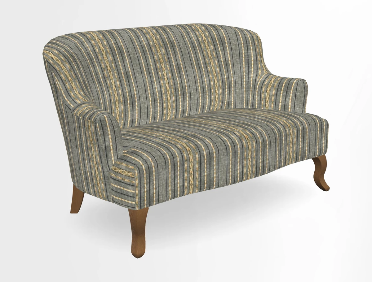 Grassington 3 Seater Sofa in RHS Botanicals on Velvet Ferns Toile Olive with scatter in Almost Plain Velvet Harvest