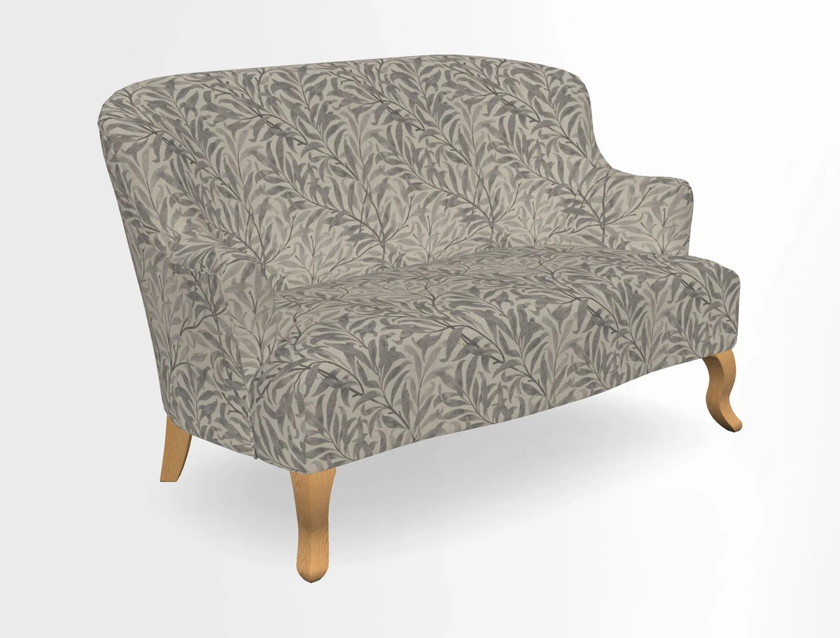 Grassington 3 Seater Sofa in RHS Botanicals on Velvet Ferns Toile Olive with scatter in Almost Plain Velvet Harvest