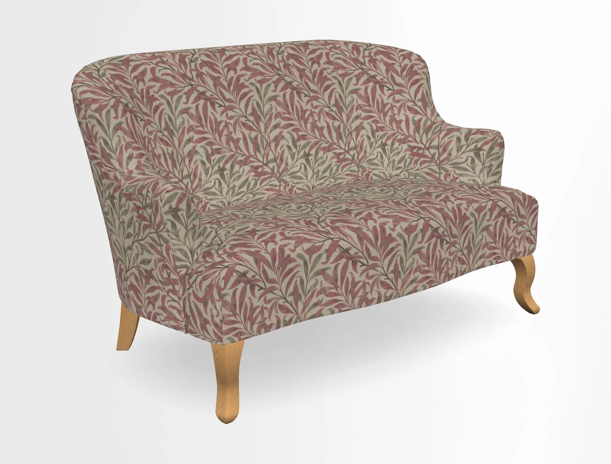 Grassington 3 Seater Sofa in RHS Botanicals on Velvet Ferns Toile Olive with scatter in Almost Plain Velvet Harvest