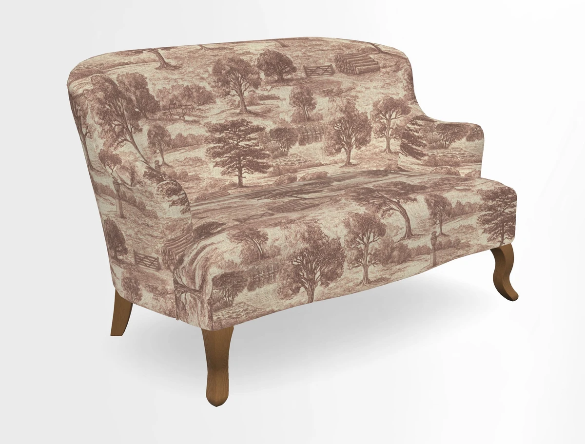 Grassington 3 Seater Sofa in RHS Botanicals on Velvet Ferns Toile Olive with scatter in Almost Plain Velvet Harvest