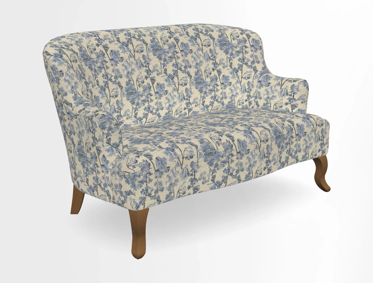 Grassington 3 Seater Sofa in RHS Botanicals on Velvet Ferns Toile Olive with scatter in Almost Plain Velvet Harvest