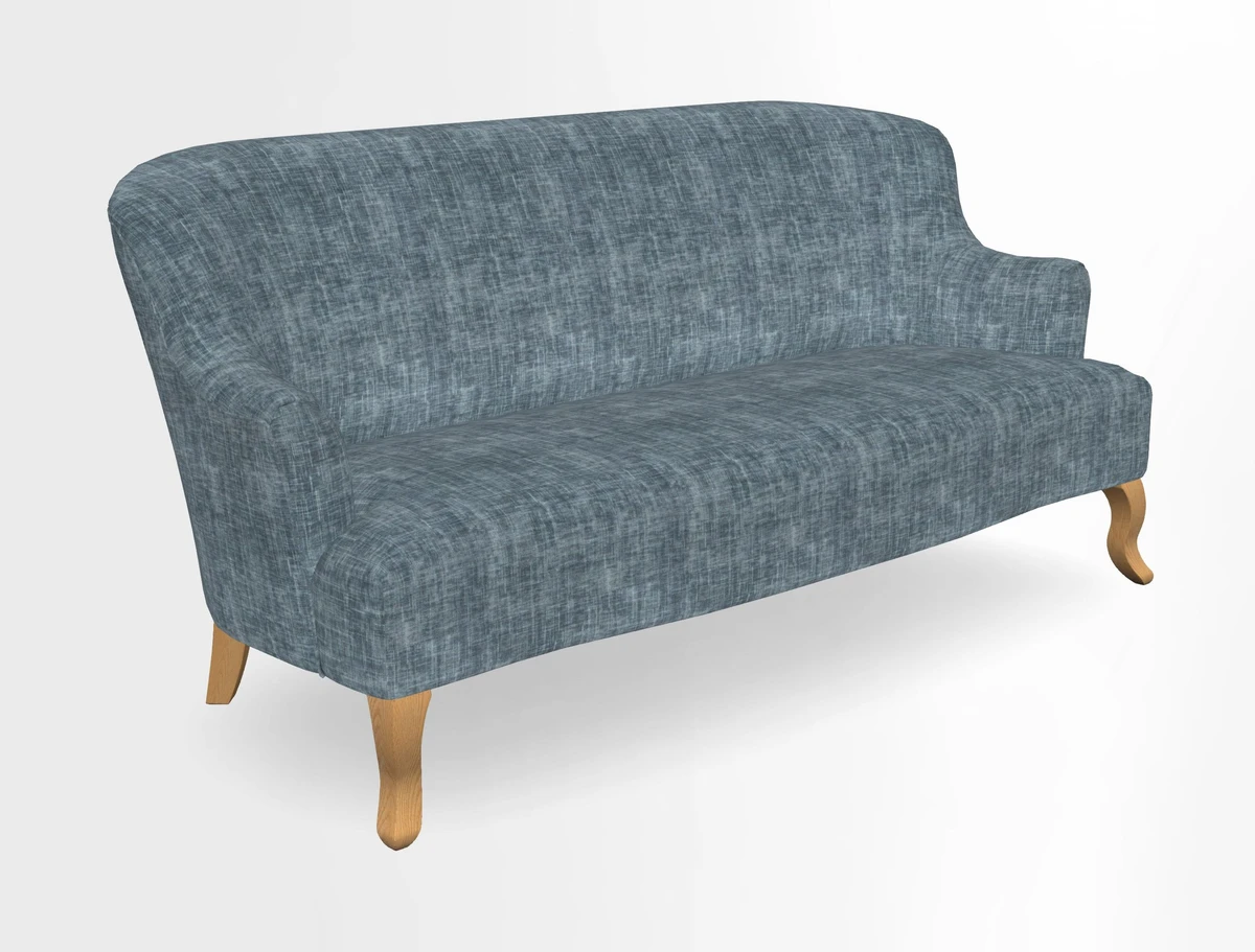 Grassington 3 Seater Sofa in RHS Botanicals on Velvet Ferns Toile Olive with scatter in Almost Plain Velvet Harvest