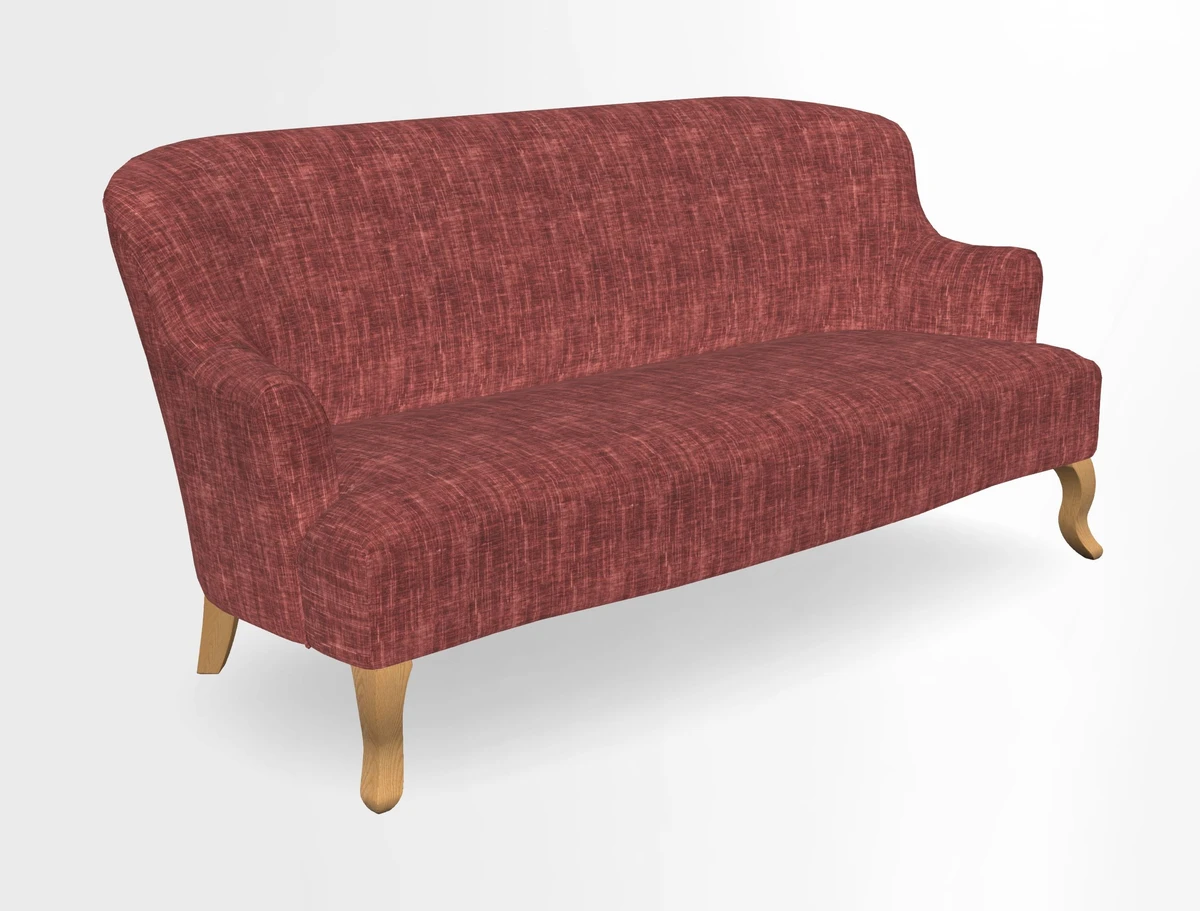 Grassington 3 Seater Sofa in RHS Botanicals on Velvet Ferns Toile Olive with scatter in Almost Plain Velvet Harvest