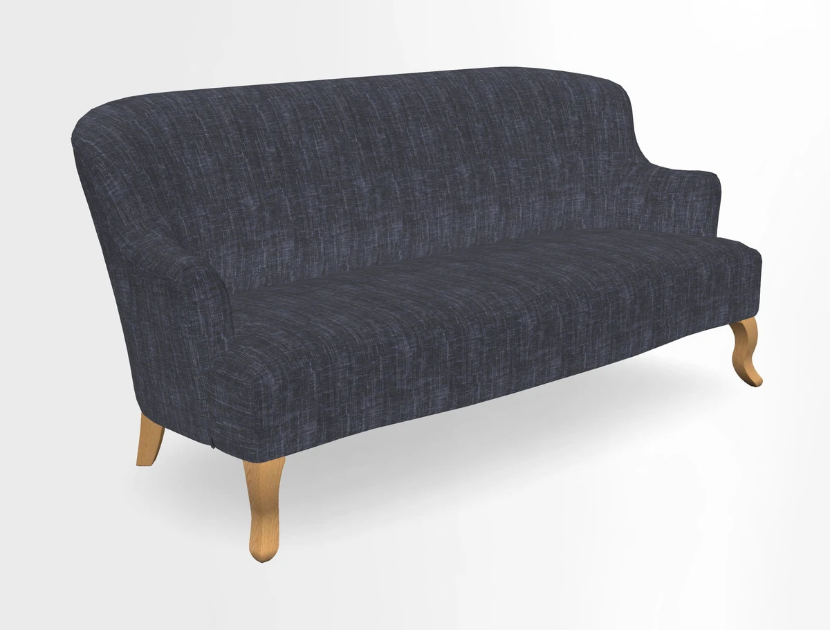 Grassington 3 Seater Sofa in RHS Botanicals on Velvet Ferns Toile Olive with scatter in Almost Plain Velvet Harvest
