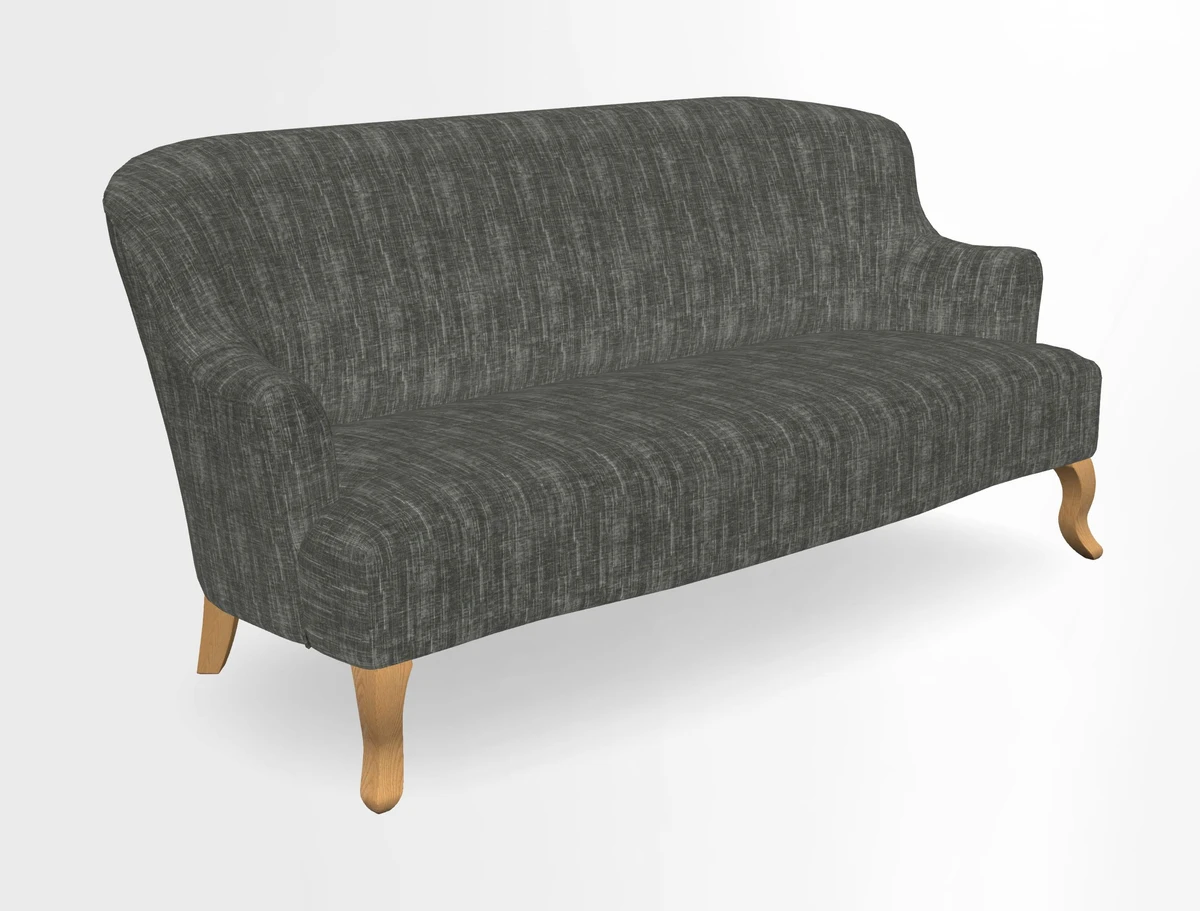 Grassington 3 Seater Sofa in RHS Botanicals on Velvet Ferns Toile Olive with scatter in Almost Plain Velvet Harvest