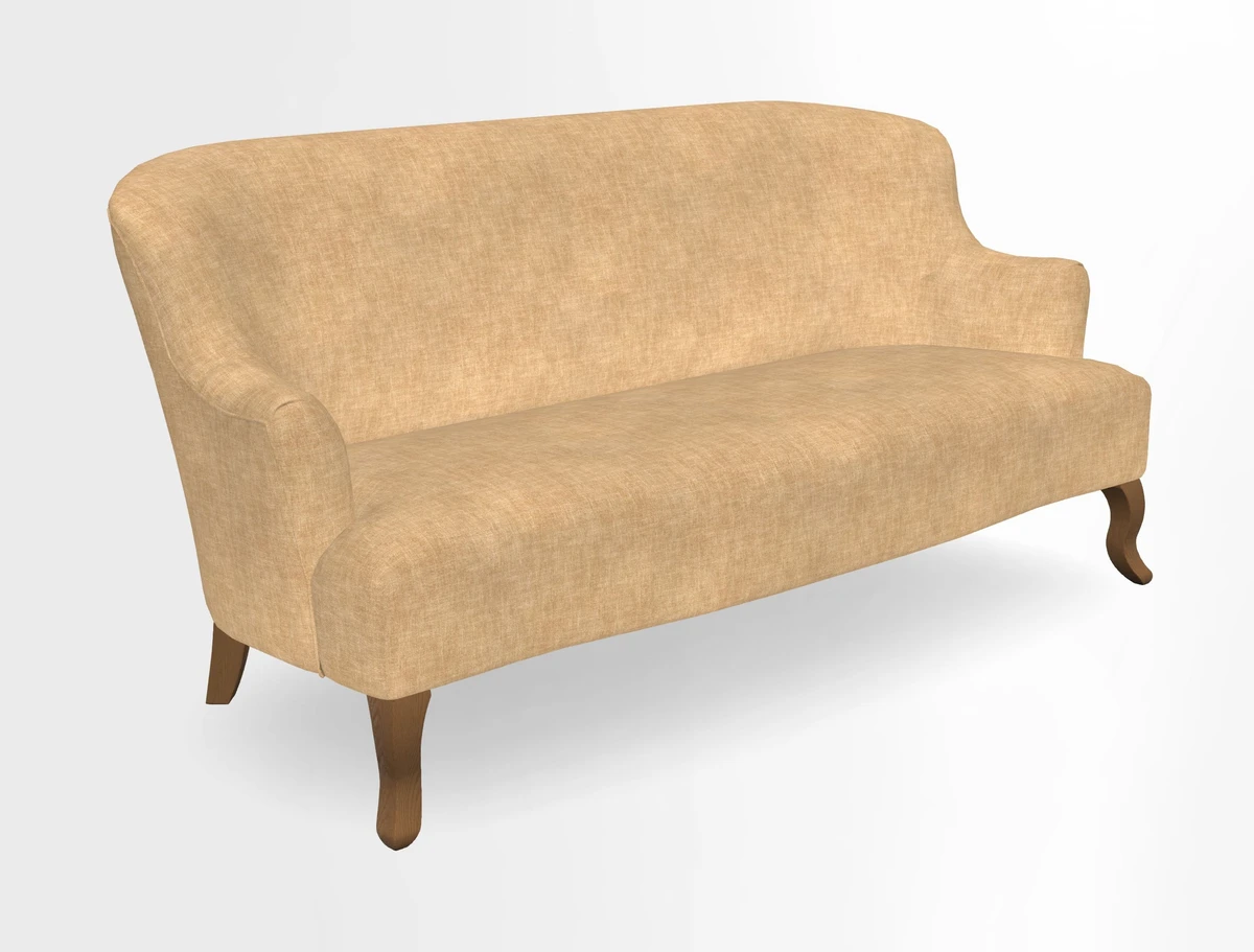 Grassington 3 Seater Sofa in RHS Botanicals on Velvet Ferns Toile Olive with scatter in Almost Plain Velvet Harvest