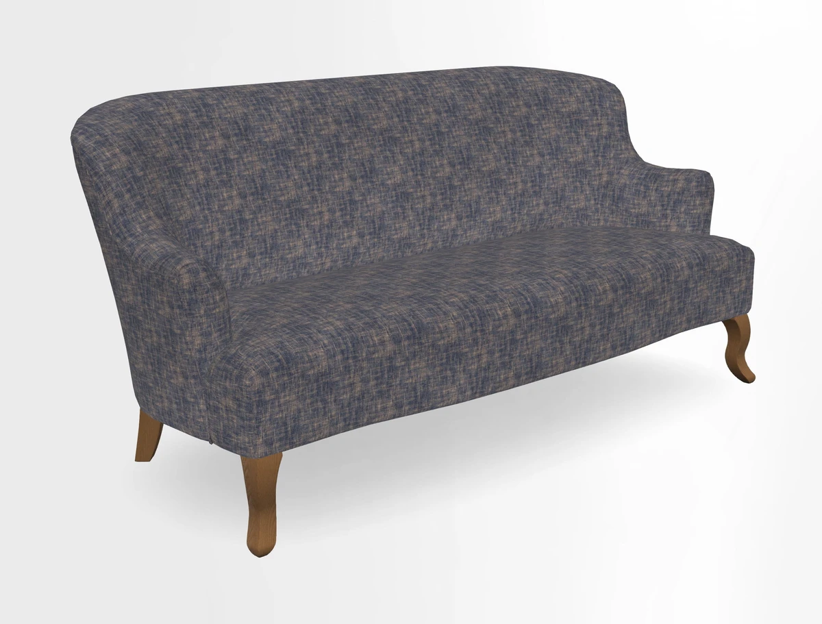 Grassington 3 Seater Sofa in RHS Botanicals on Velvet Ferns Toile Olive with scatter in Almost Plain Velvet Harvest