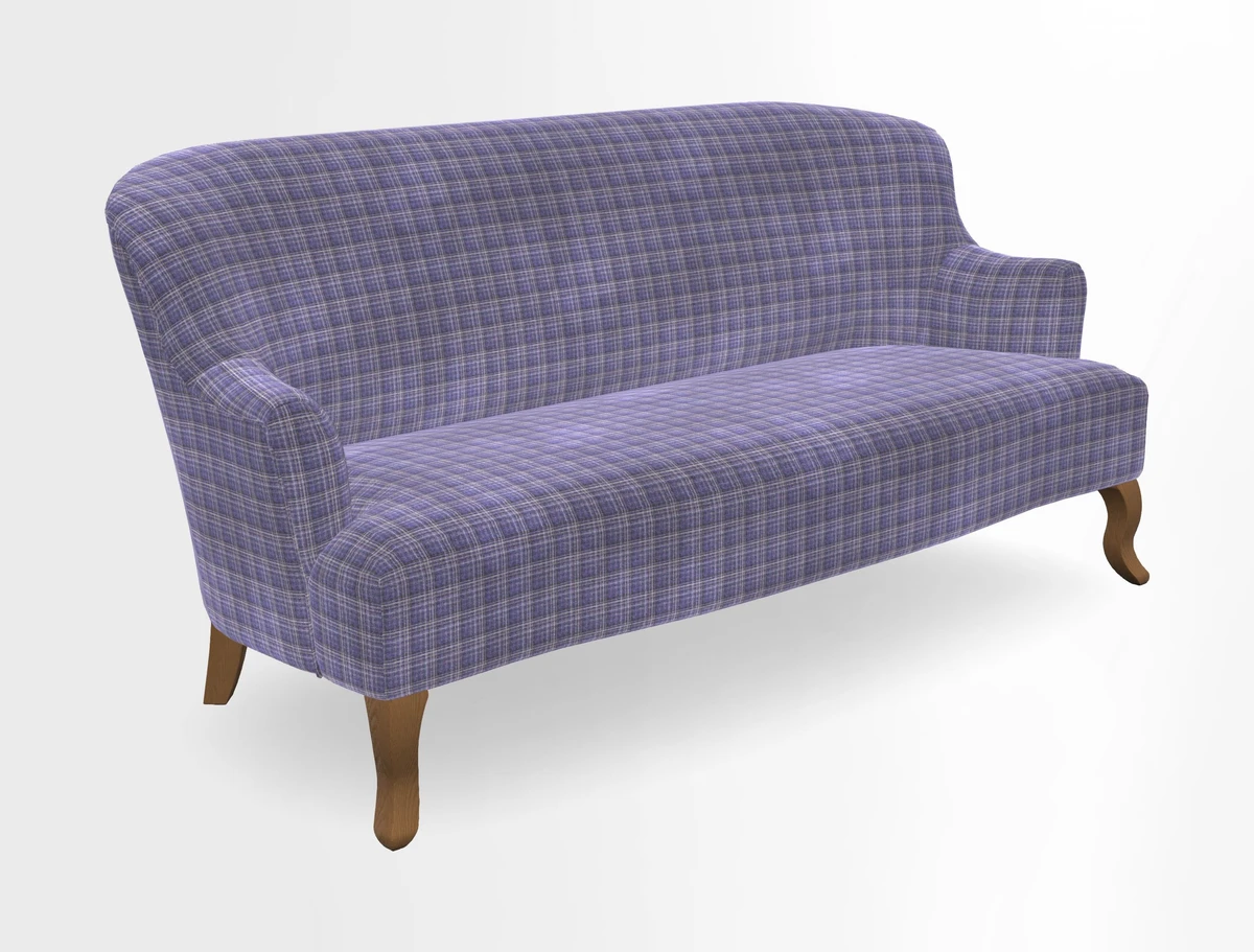 Grassington 3 Seater Sofa in RHS Botanicals on Velvet Ferns Toile Olive with scatter in Almost Plain Velvet Harvest