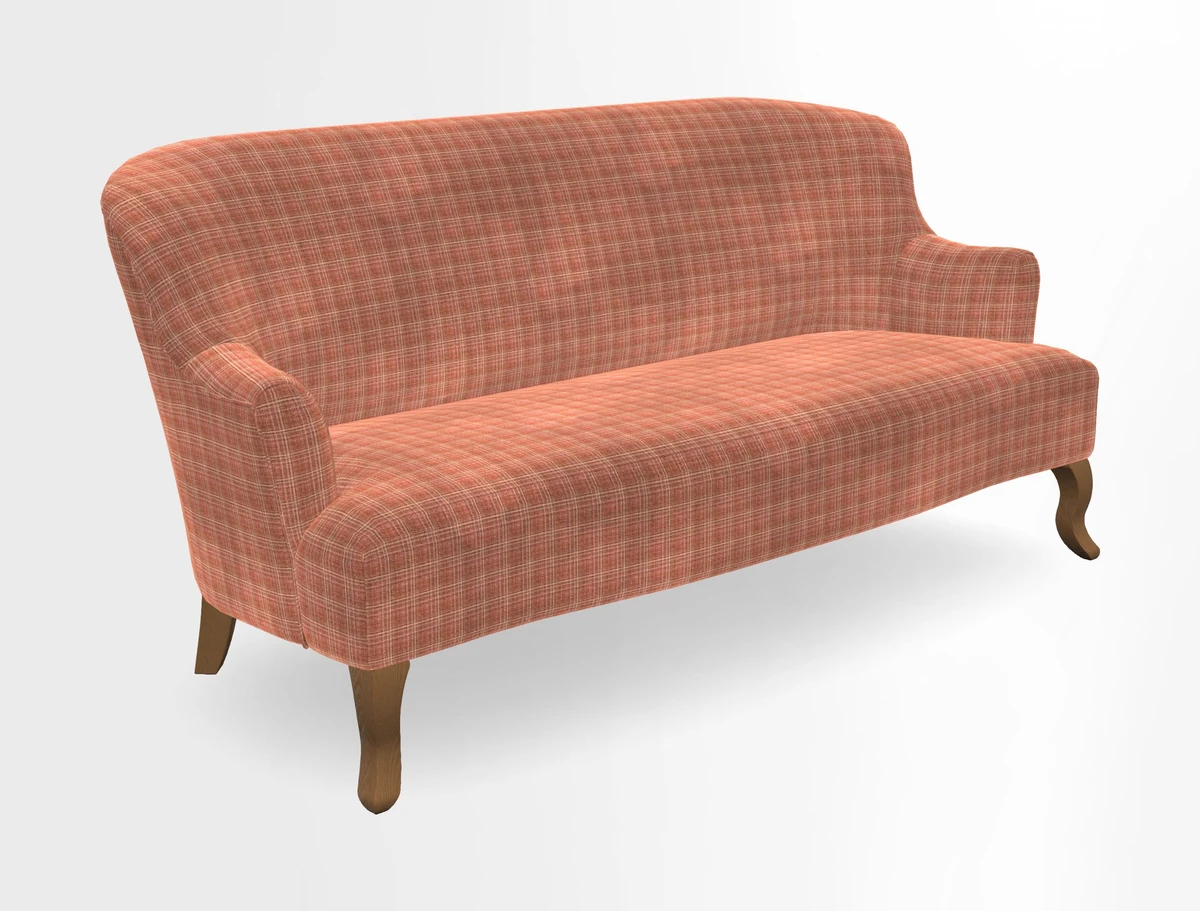Grassington 3 Seater Sofa in RHS Botanicals on Velvet Ferns Toile Olive with scatter in Almost Plain Velvet Harvest