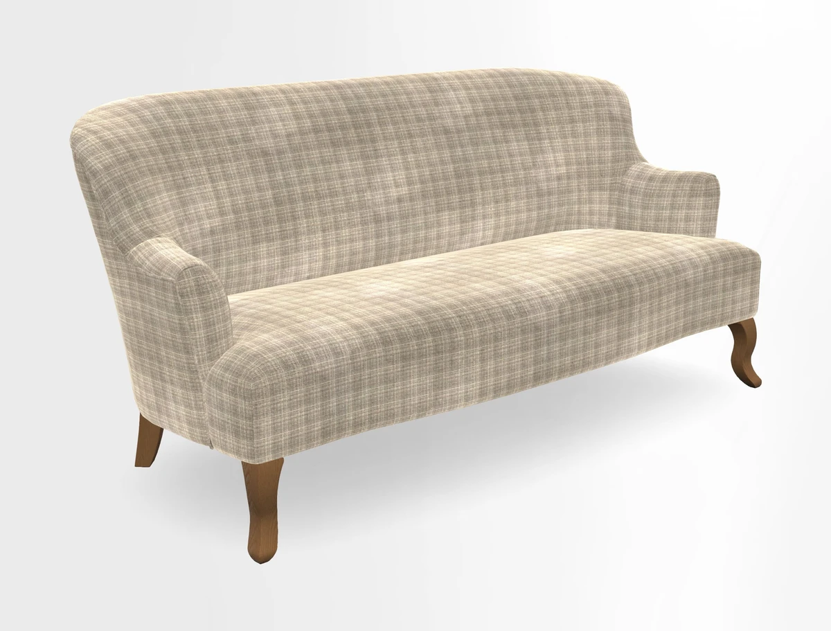 Grassington 3 Seater Sofa in RHS Botanicals on Velvet Ferns Toile Olive with scatter in Almost Plain Velvet Harvest