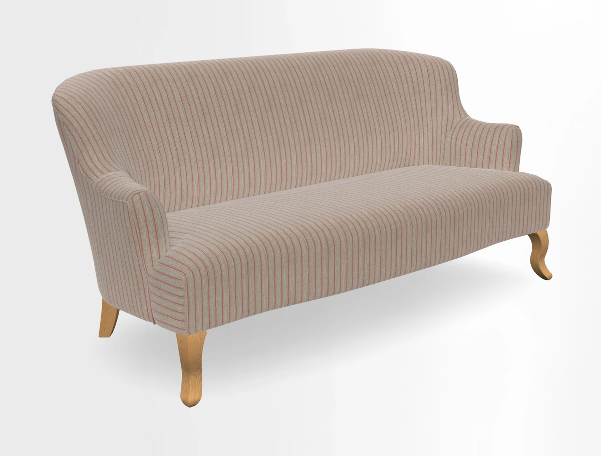Grassington 3 Seater Sofa in RHS Botanicals on Velvet Ferns Toile Olive with scatter in Almost Plain Velvet Harvest