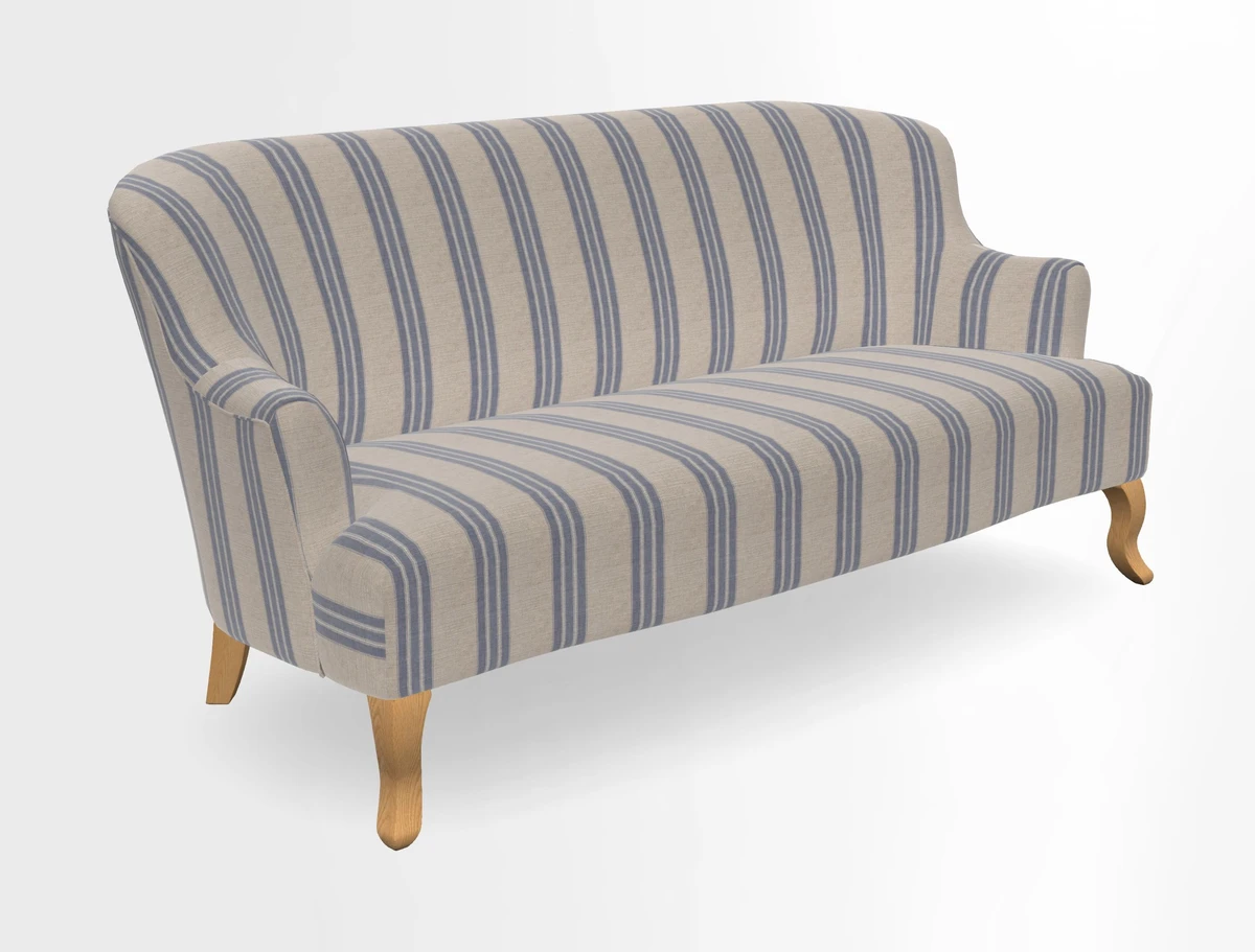 Grassington 3 Seater Sofa in RHS Botanicals on Velvet Ferns Toile Olive with scatter in Almost Plain Velvet Harvest