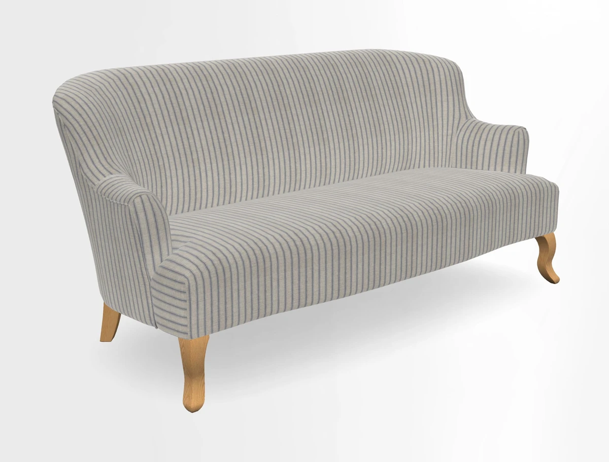 Grassington 3 Seater Sofa in RHS Botanicals on Velvet Ferns Toile Olive with scatter in Almost Plain Velvet Harvest