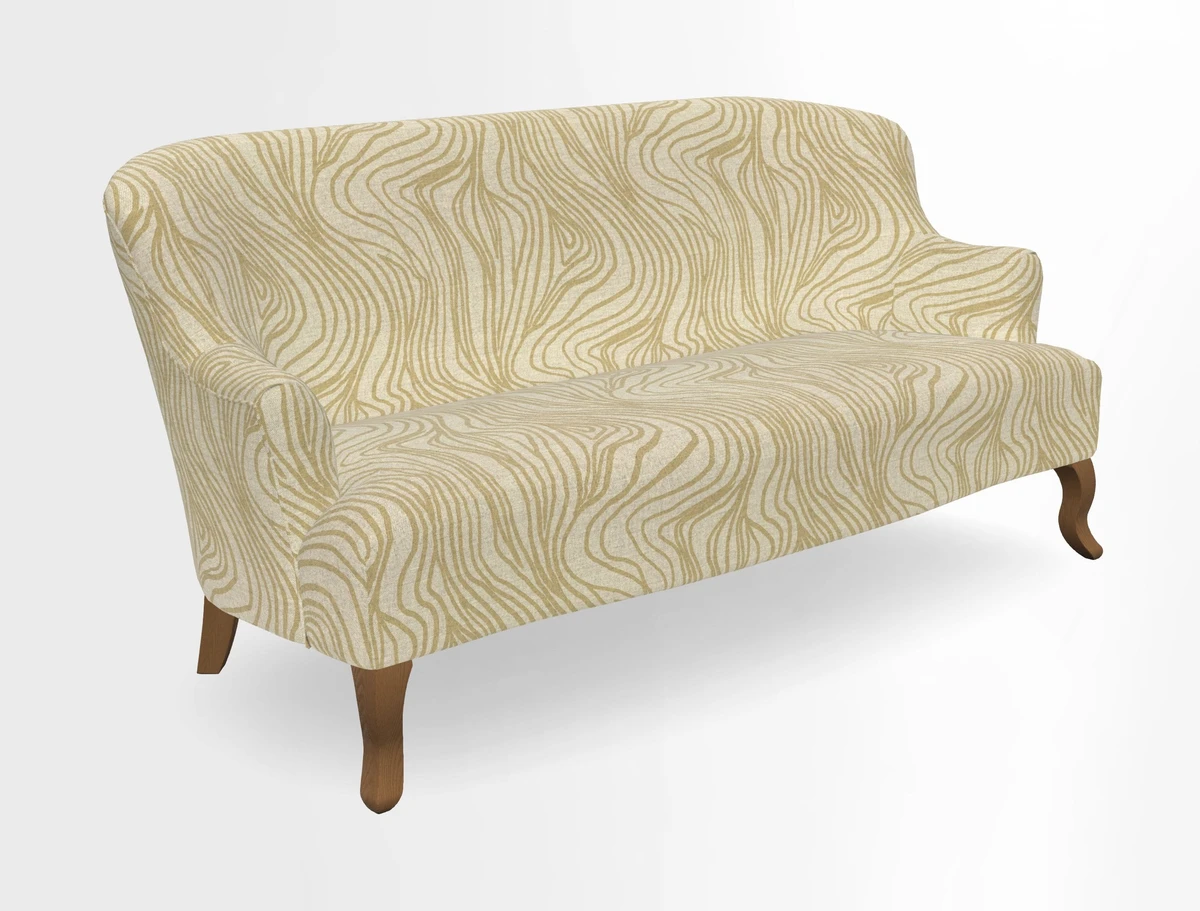 Grassington 3 Seater Sofa in RHS Botanicals on Velvet Ferns Toile Olive with scatter in Almost Plain Velvet Harvest