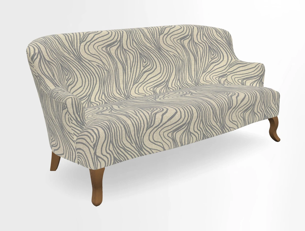 Grassington 3 Seater Sofa in RHS Botanicals on Velvet Ferns Toile Olive with scatter in Almost Plain Velvet Harvest