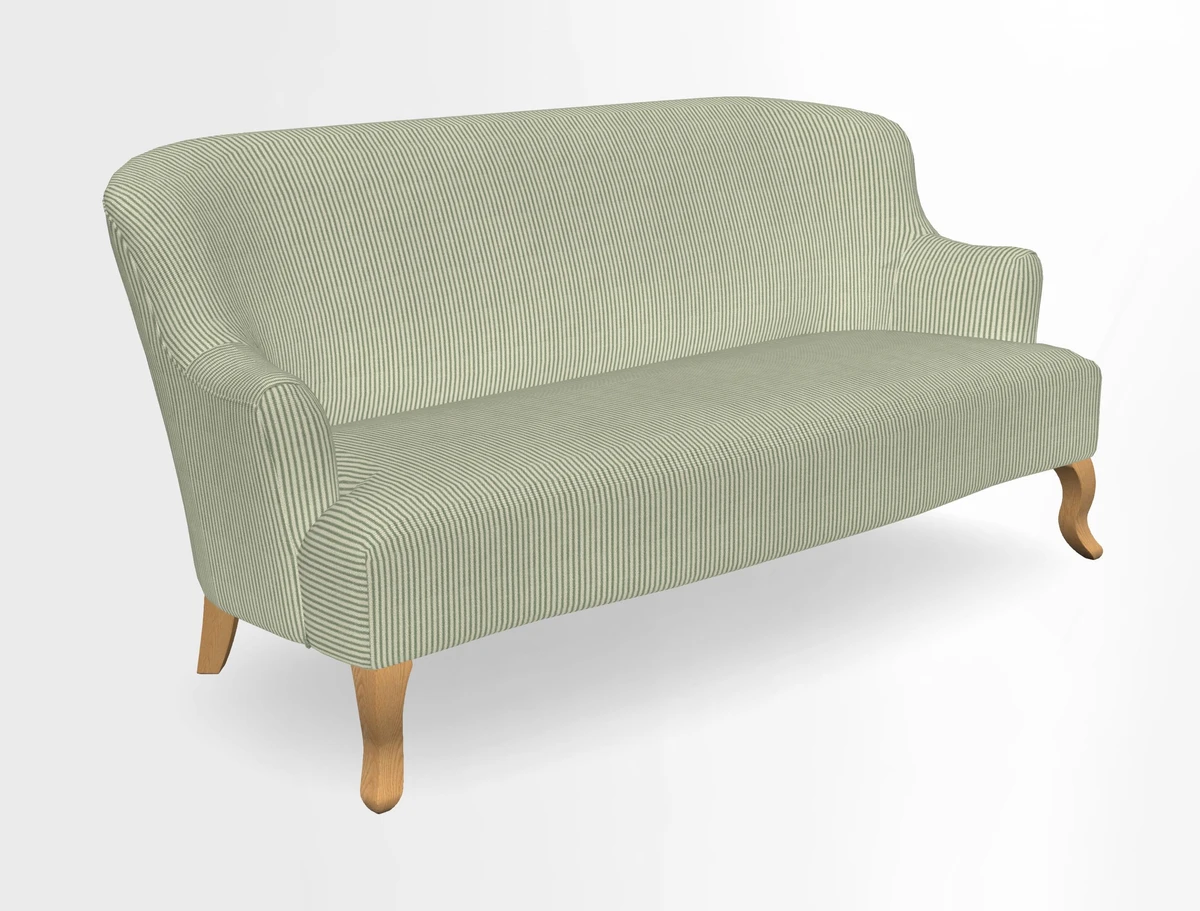 Grassington 3 Seater Sofa in RHS Botanicals on Velvet Ferns Toile Olive with scatter in Almost Plain Velvet Harvest