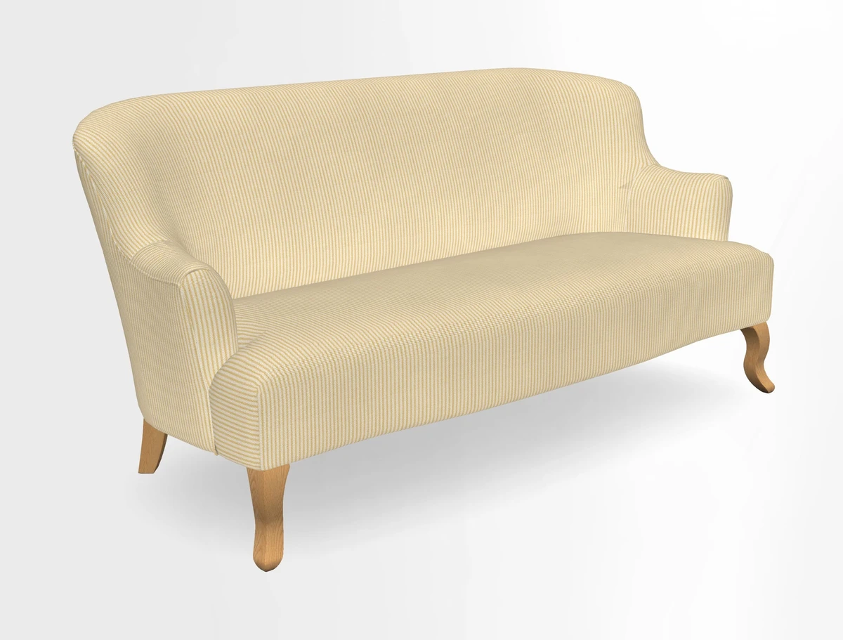 Grassington 3 Seater Sofa in RHS Botanicals on Velvet Ferns Toile Olive with scatter in Almost Plain Velvet Harvest
