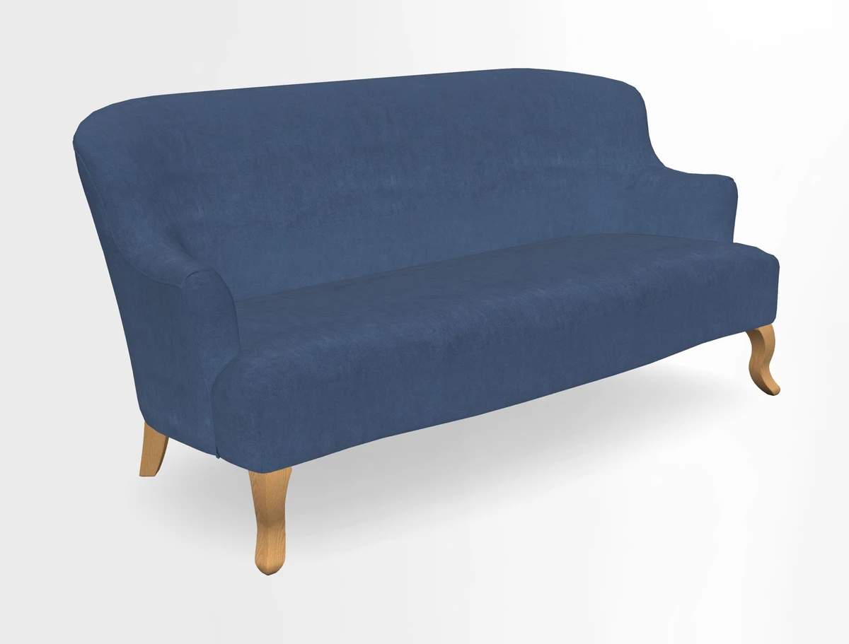Grassington 3 Seater Sofa in RHS Botanicals on Velvet Ferns Toile Olive with scatter in Almost Plain Velvet Harvest