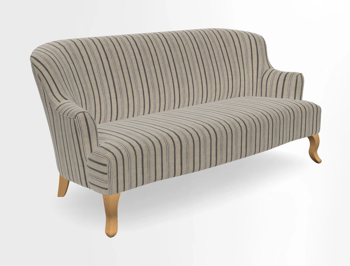 Grassington 3 Seater Sofa in RHS Botanicals on Velvet Ferns Toile Olive with scatter in Almost Plain Velvet Harvest
