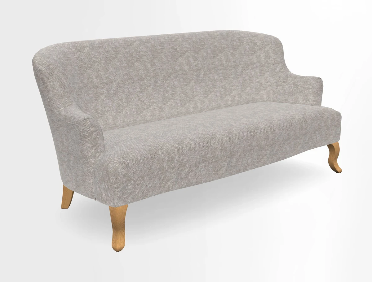 Grassington 3 Seater Sofa in RHS Botanicals on Velvet Ferns Toile Olive with scatter in Almost Plain Velvet Harvest