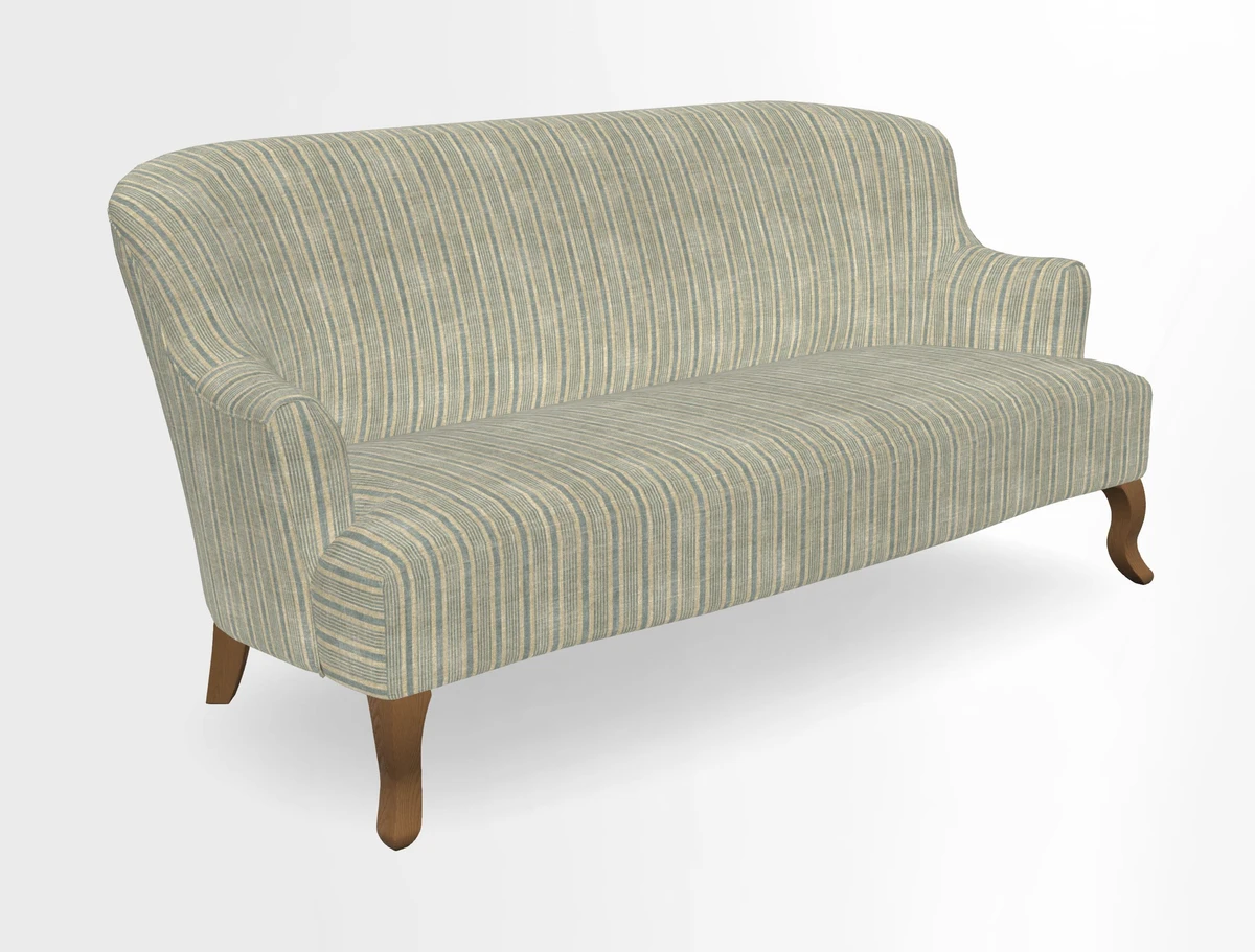 Grassington 3 Seater Sofa in RHS Botanicals on Velvet Ferns Toile Olive with scatter in Almost Plain Velvet Harvest