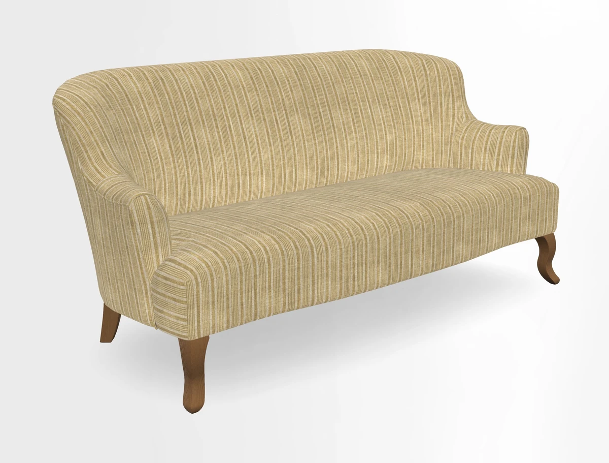 Grassington 3 Seater Sofa in RHS Botanicals on Velvet Ferns Toile Olive with scatter in Almost Plain Velvet Harvest